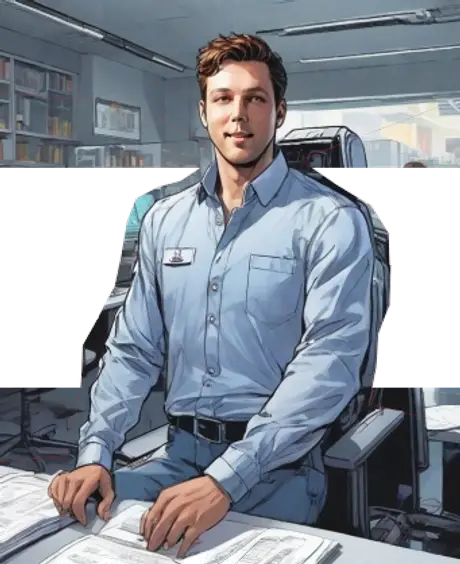 Technicien devant une baie de serveurs